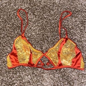 For Love and Lemons Georgi silk paneled bra.